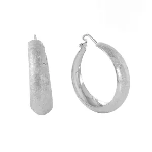Silver 925 Rhodium Plated Hoop Earrings - ITE00079RHD