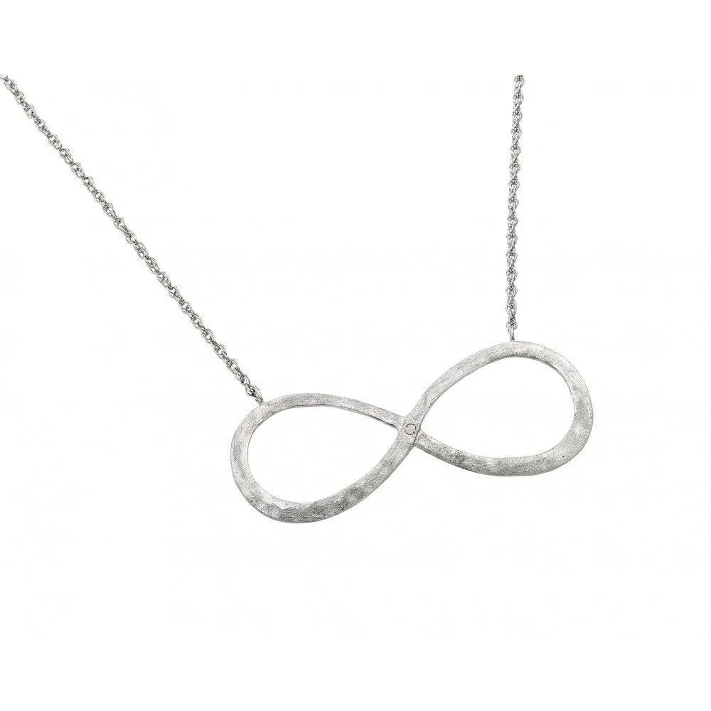 Silver 925 Rhodium Plated Infinity Pendant Necklace - STP01388RH