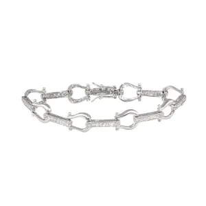Silver 925 Rhodium Plated Link Bracelet with CZ - BGB00004