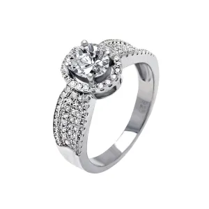 Silver 925 Rhodium Plated Micro Pave CZ Oval Ring - ACR00061