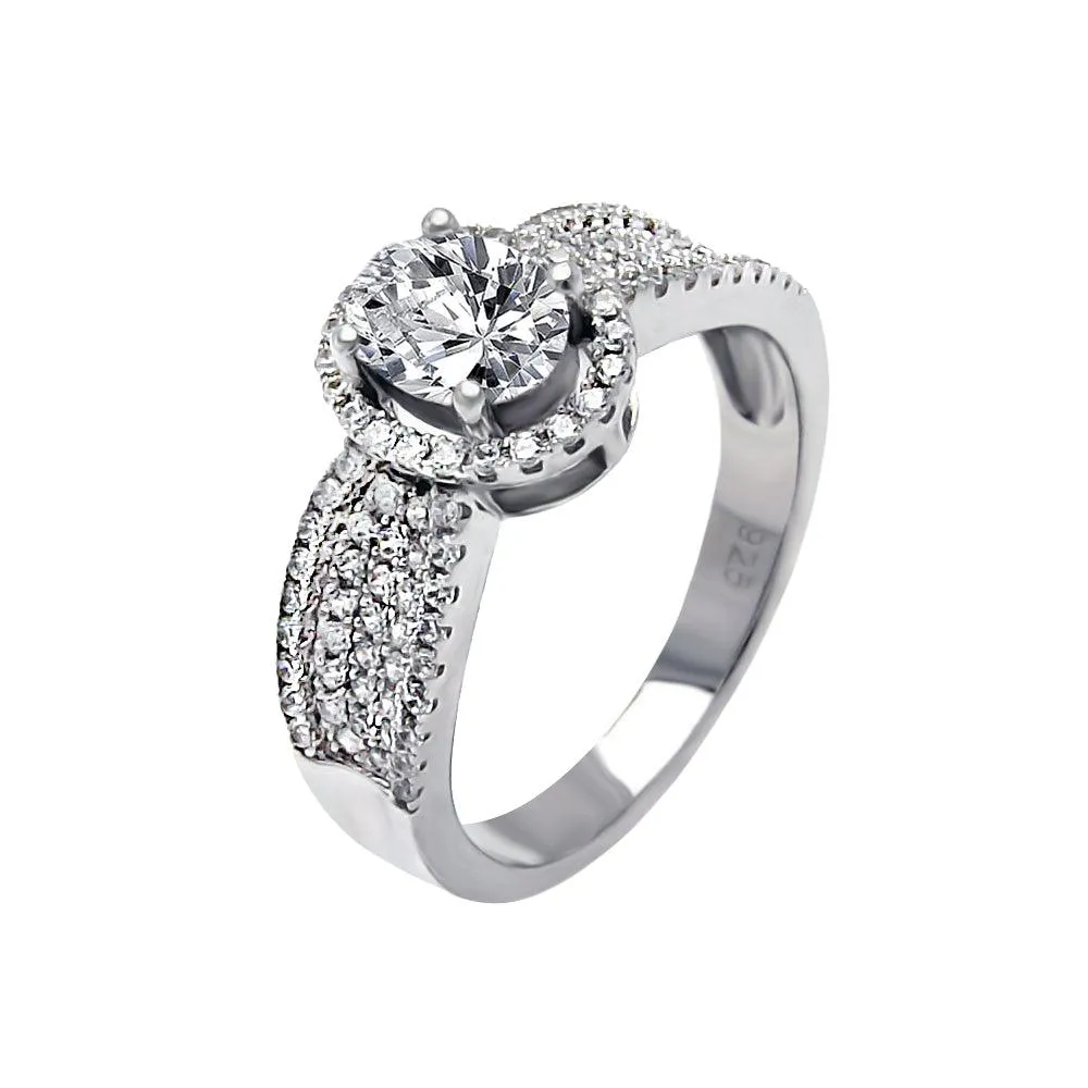 Silver 925 Rhodium Plated Micro Pave CZ Oval Ring - ACR00061
