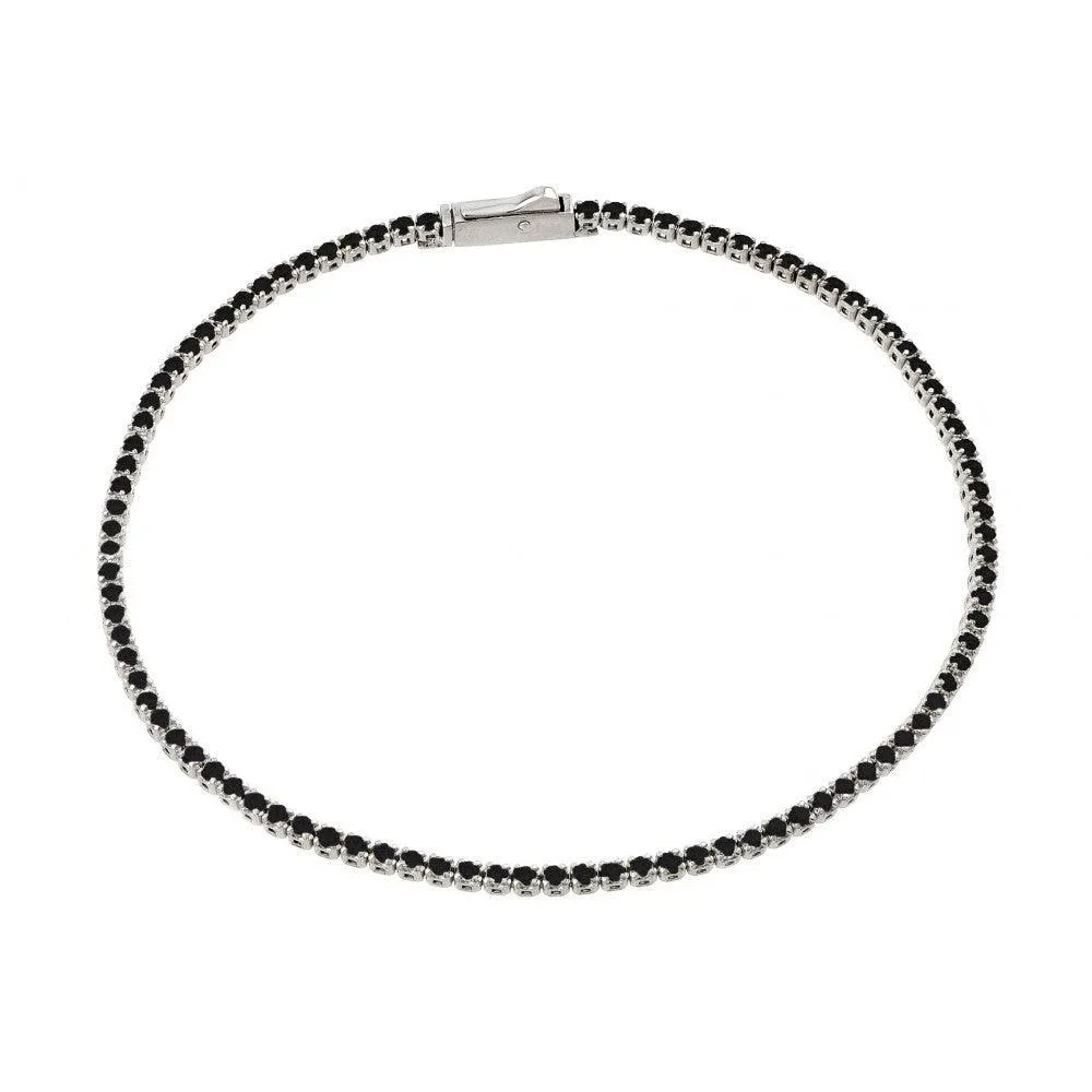 Silver 925 Rhodium Plated Multiple 1.7mm Circle Black Tennis Micro Pave CZ Bracelet - GMB00009RH-BLK