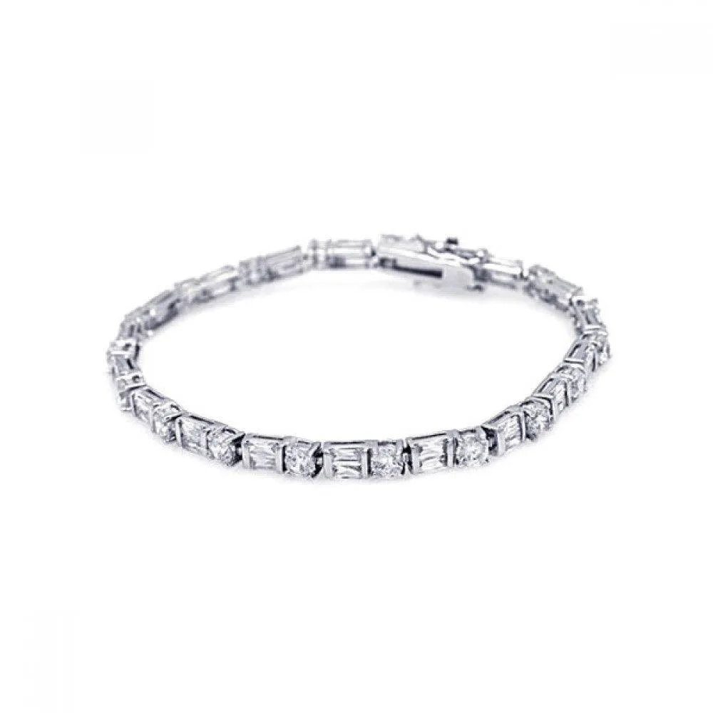 Silver 925 Rhodium Plated Multiple CZ Bracelet - BGB00005