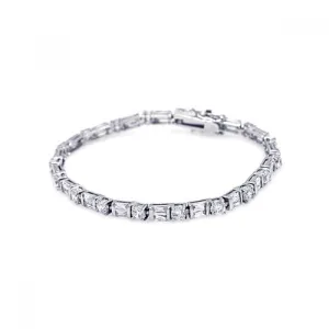 Silver 925 Rhodium Plated Multiple CZ Bracelet - BGB00005