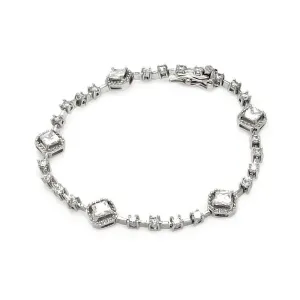 Silver 925 Rhodium Plated Multiple Tennis Clear CZ Bracelet - BGB00101