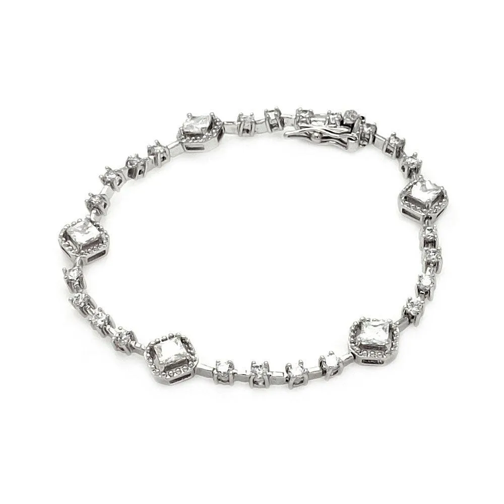 Silver 925 Rhodium Plated Multiple Tennis Clear CZ Bracelet - BGB00101