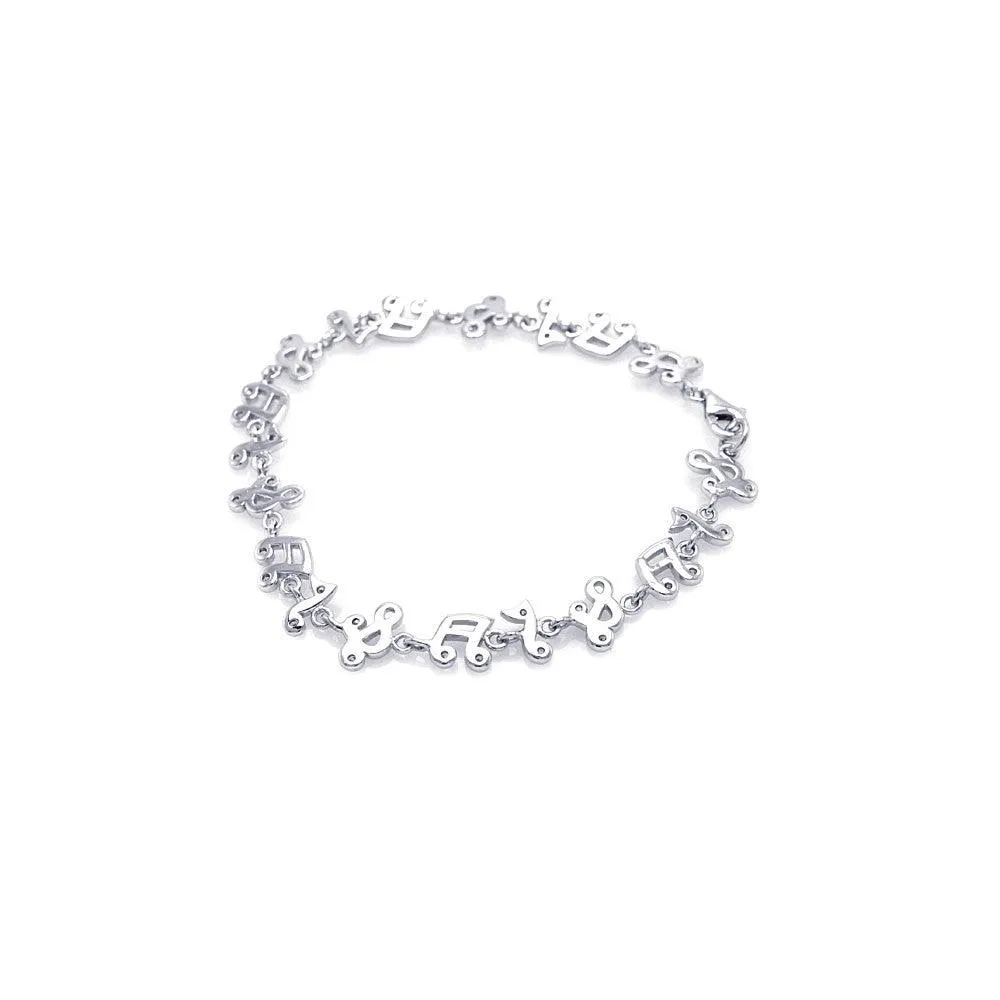 Silver 925 Rhodium Plated Music Note Tennis Bracelet - STB00301