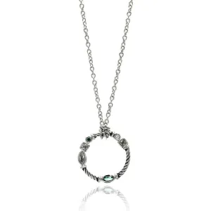 Silver 925 Rhodium Plated Open Circle Braided CZ Necklace - BGP00560