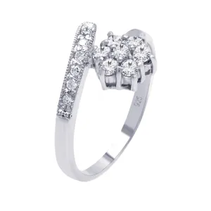 Silver 925 Rhodium Plated Pave Set CZ Flower Ring - AAR0052