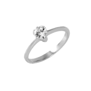 Silver 925 Rhodium Plated Plain CZ Ring - BGR00959