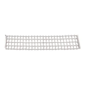 Silver 925 Rhodium Plated Round Clear CZ Net Bracelet - STB00361