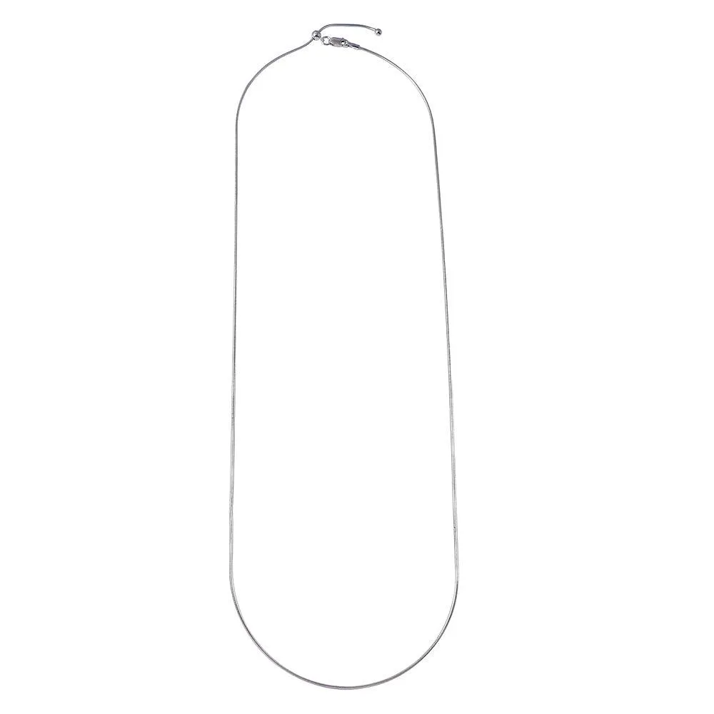 Silver 925 Rhodium Plated Round Snake Slider Adjustable Chain Necklace - DIN00012RH
