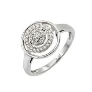 Silver 925 Rhodium Plated Three Graduated Circle Clear CZ inlay Ring - STR00946