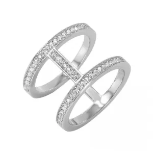 Silver 925 Rhodium Plated Twin Connected Bands - GMR00045