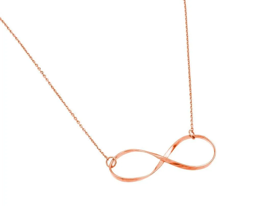 Silver 925 Rose Gold Plated Clear CZ Infinity Pendant Necklace - STP01380RGP