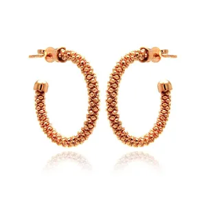 Silver 925 Rose Gold Plated Crescent Hoop Earrings - ITE00038RGP