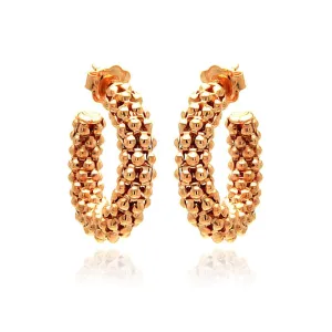 Silver 925 Rose Gold Plated Italian Crescent Stud Earrings - ITE00032RGP