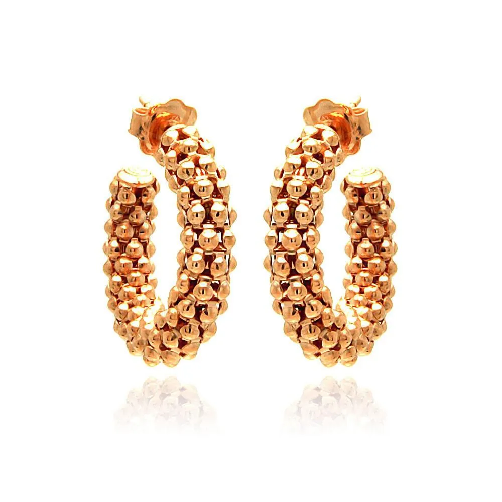 Silver 925 Rose Gold Plated Italian Crescent Stud Earrings - ITE00032RGP