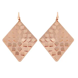 Silver 925 Rose Gold Plated Rhombus Earrings - ECE00014R