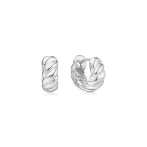 Silver Bold Texture Small Huggie Hoop Earrings E063-06H