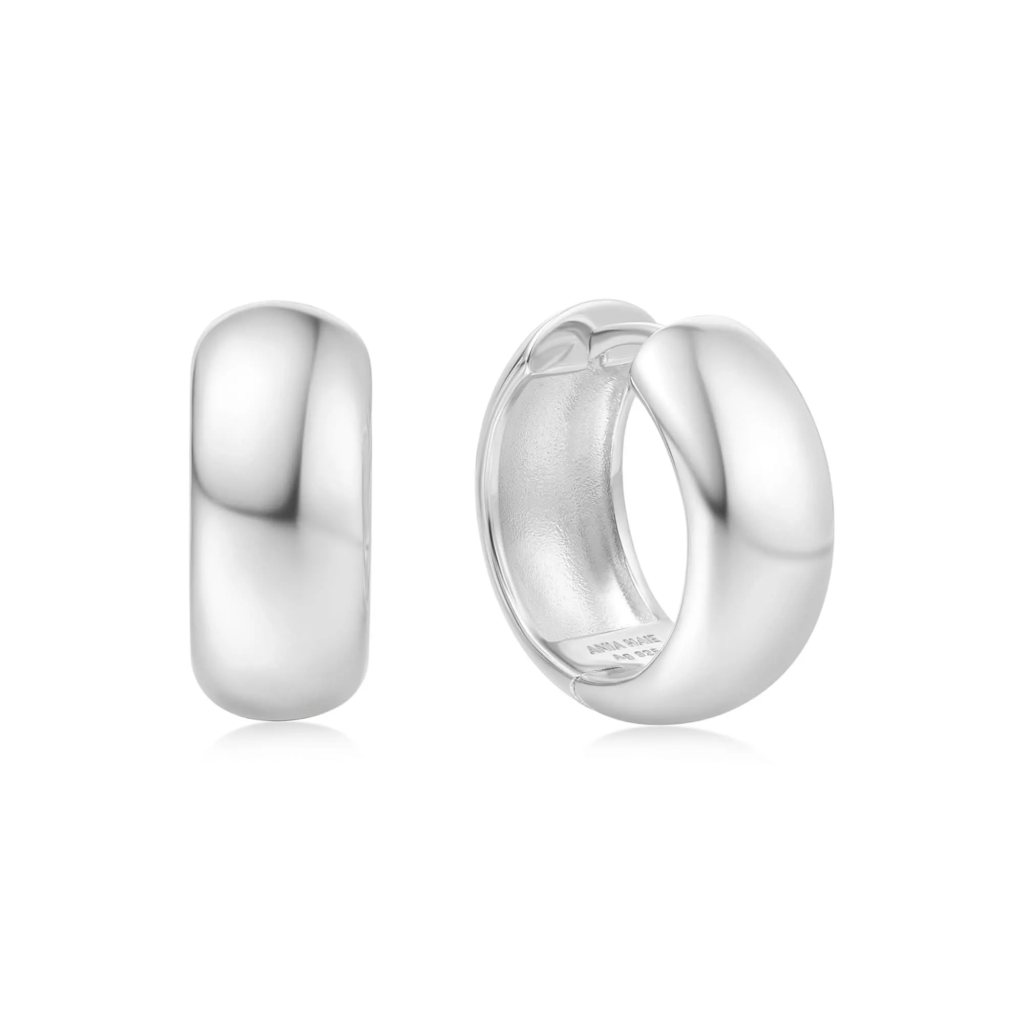 Silver Chubby Medium Huggie Hoop Earrings E064-06H