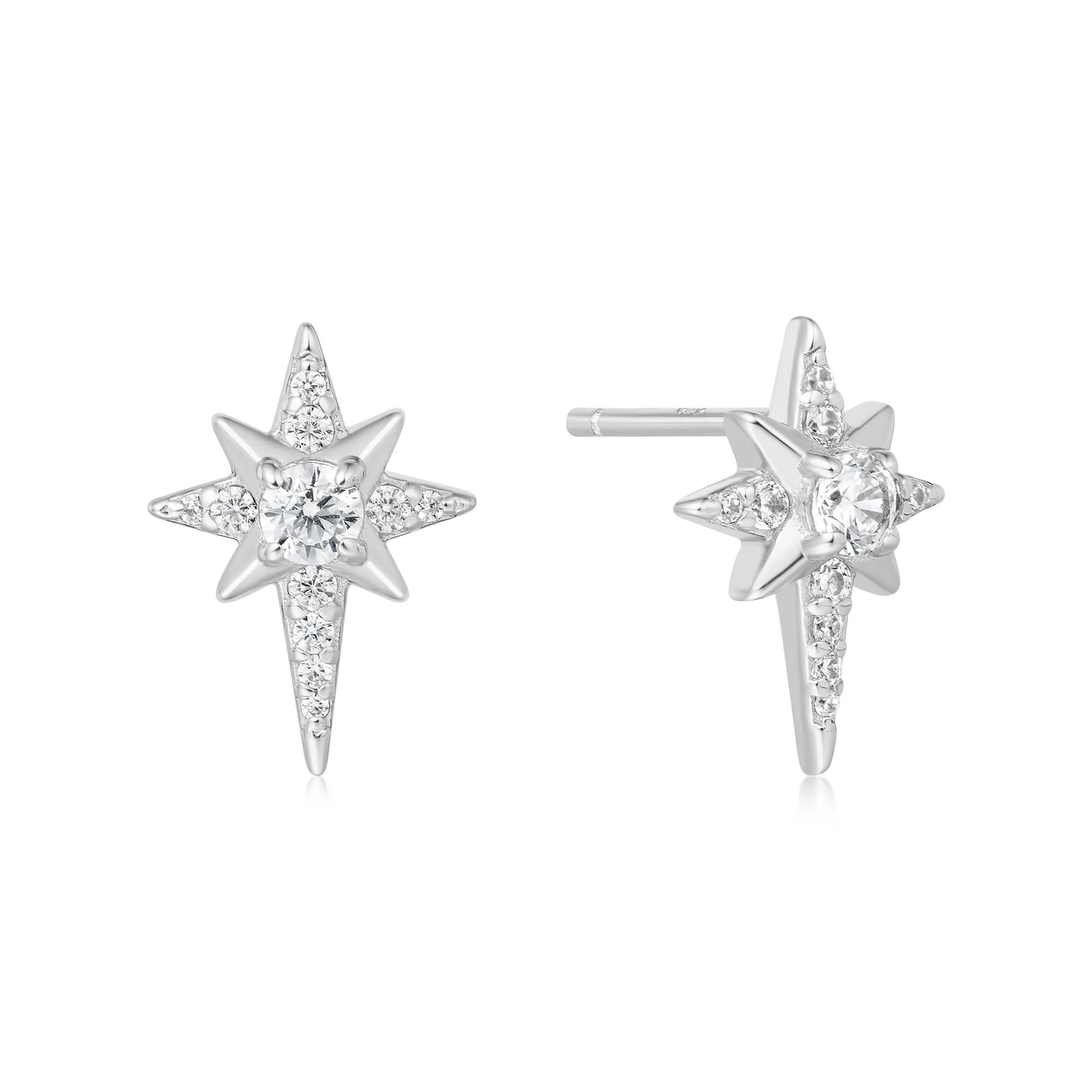 Silver Eight-Pointed Star Stud Earrings E065-02H