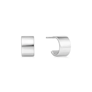 Silver Flat Small Huggie Hoop Earrings E062-02H
