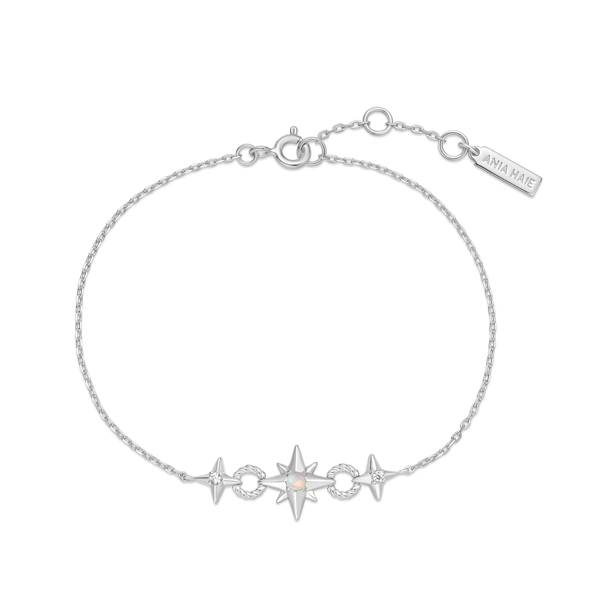 Silver Linked Star Bracelet B063-05H