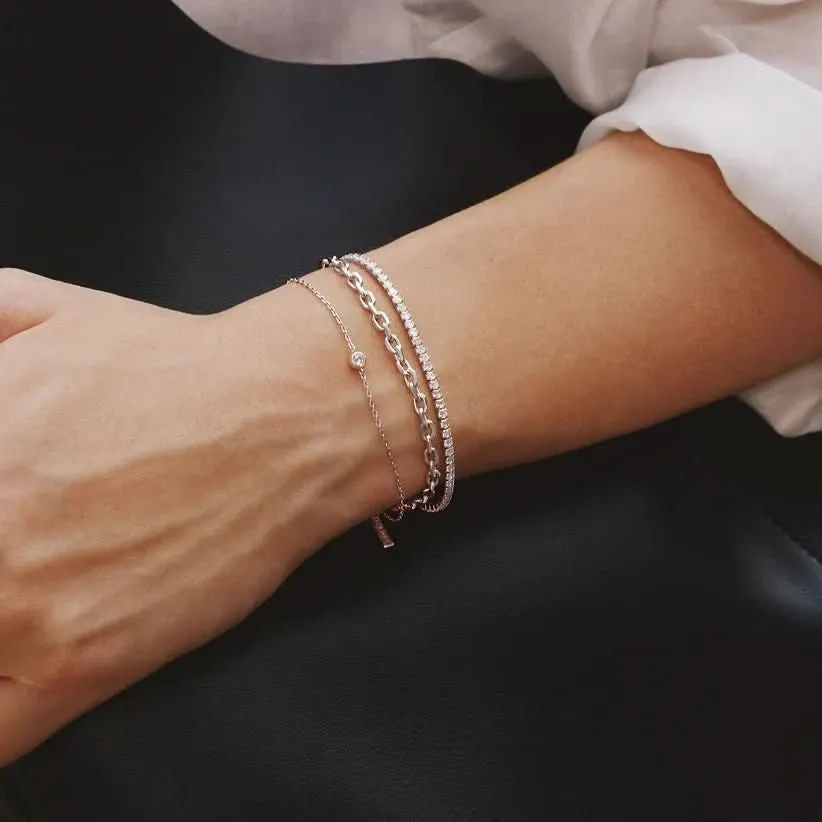 Silver Sparkle Bezel Bracelet B062-01H