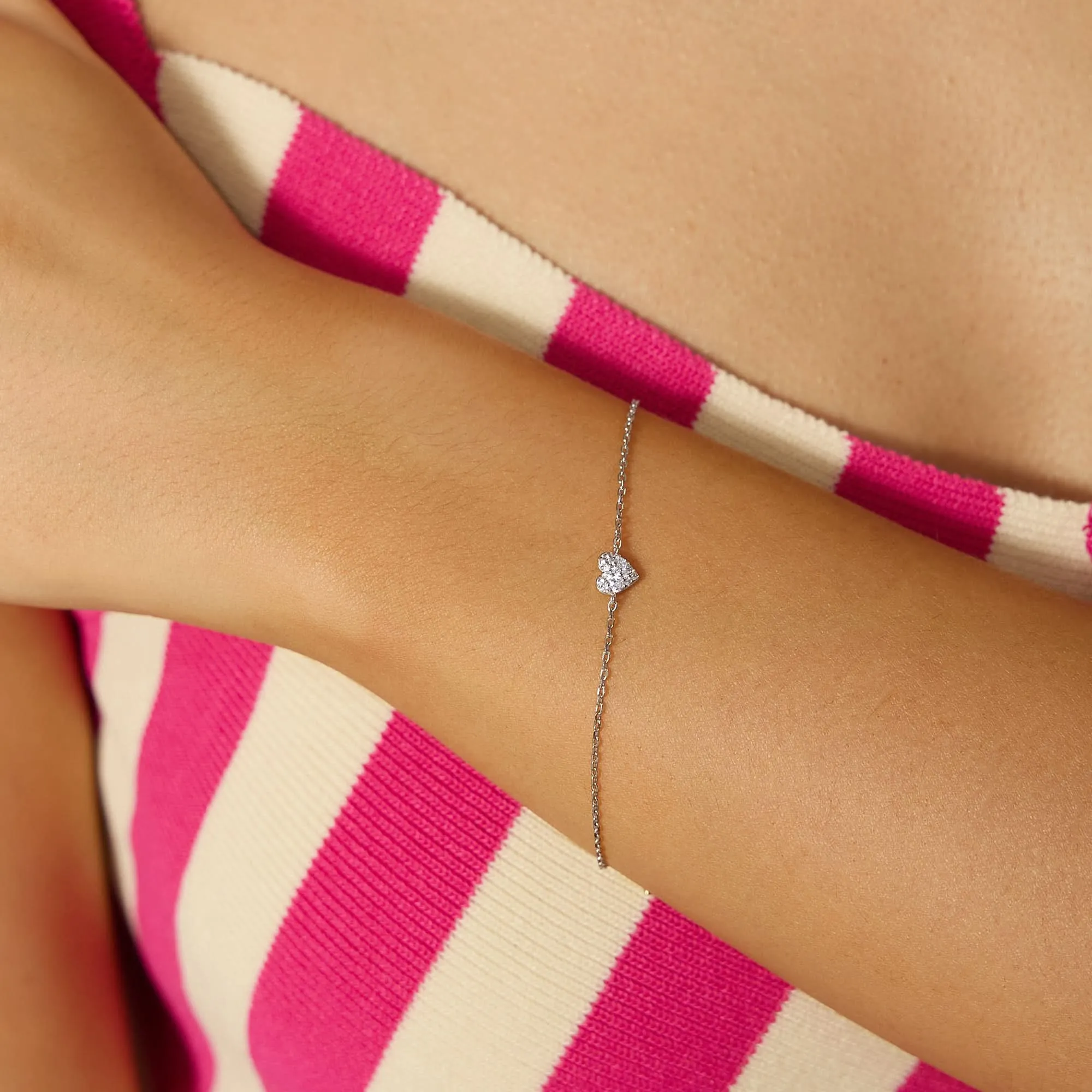 Silver Sweetheart Pav Bracelet B064-01H