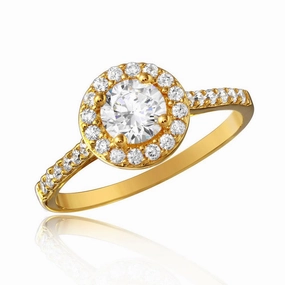 Silver 925 Gold Plated Thin Micro Pave Ring with CZ - GMR00128GP