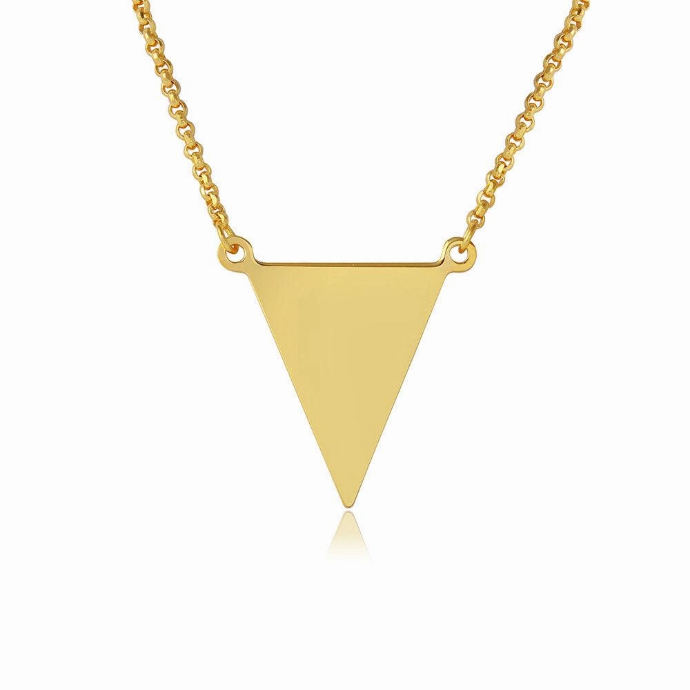 Silver 925 Gold Plated Triangle Charm Necklace - ARN00025GP