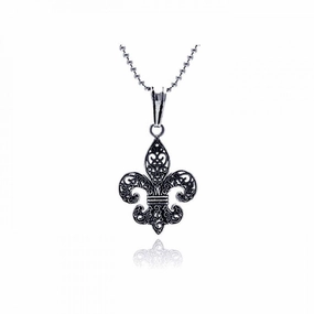 Silver 925 Oxidized fLeur De Lis Pendant - OXP00023