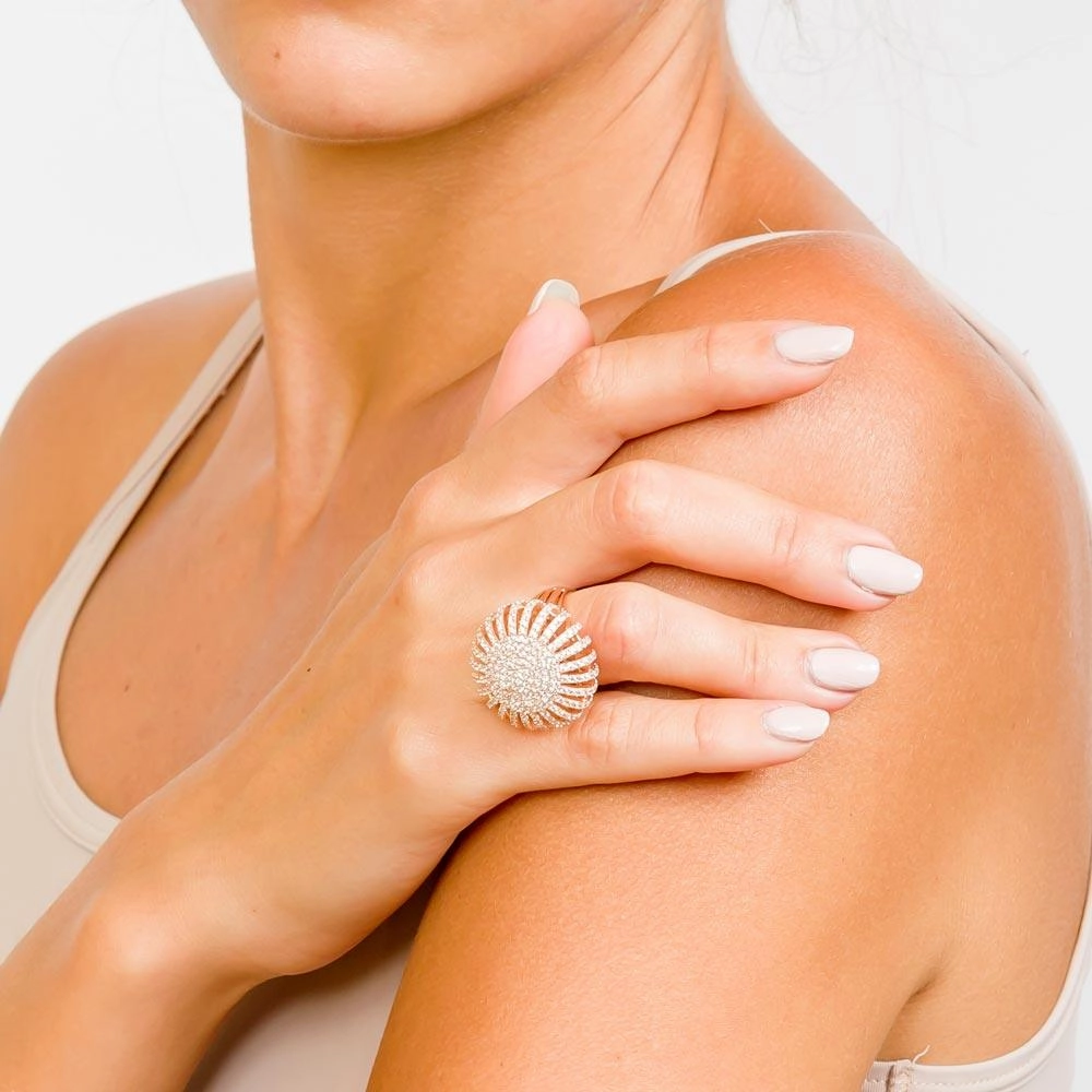 Silver 925 Rose Gold Plated Micro Pave Ring - GMR00026-RGP