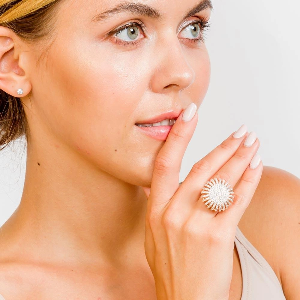 Silver 925 Rose Gold Plated Micro Pave Ring - GMR00026-RGP