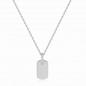Silver Glam Tag Pendant Necklace N037-02H