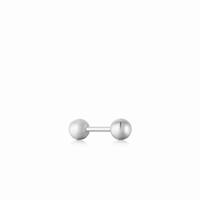 Silver Sphere Barbell Single Earring E035-02H