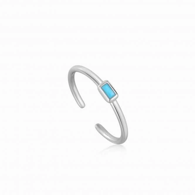 Silver Turquoise Band Adjustable Ring R033-01H