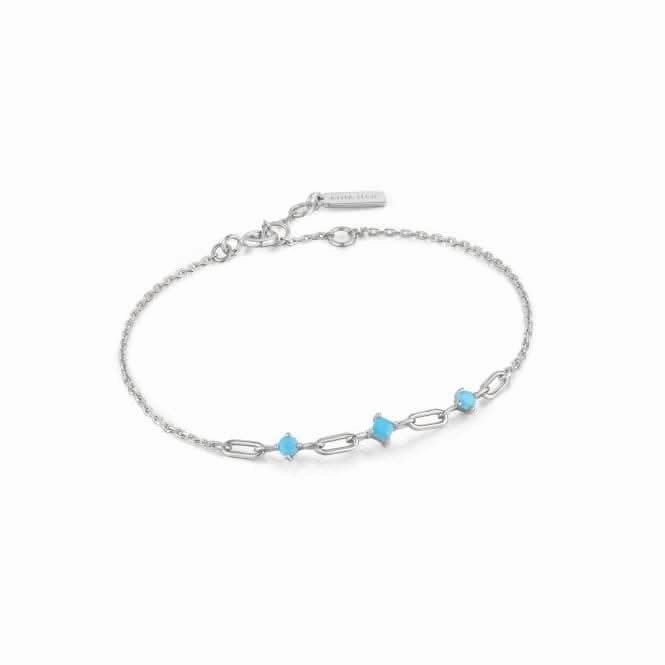 Silver Turquoise Link Bracelet B033-02H