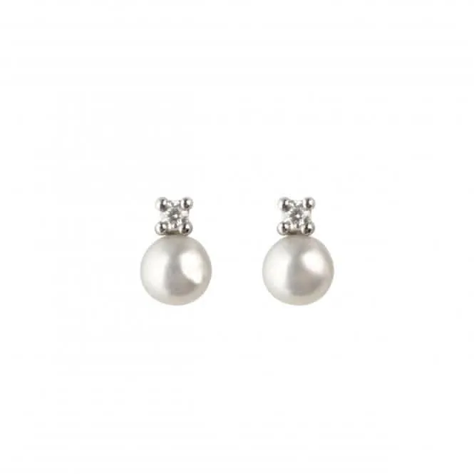 Single White Freshwater 4mm Pearl Zirconia Stud Earrings 3352FPC