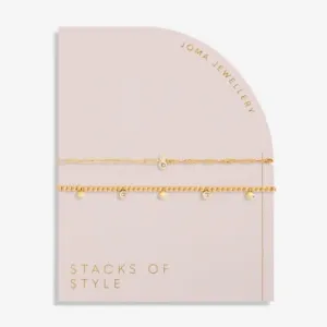 Stacks Of Style Cz Gold Set Of 2 Bracelet 6328