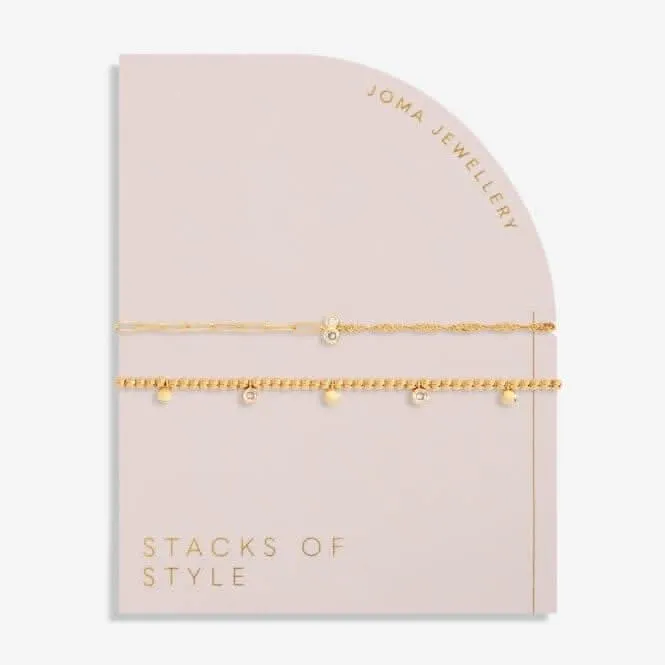 Stacks Of Style Cz Gold Set Of 2 Bracelet 6328