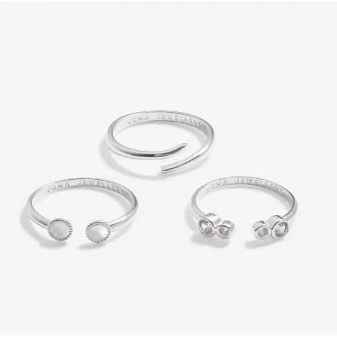 Stacks Of Style Zirconia Silver Plated Set Of 3 Rings 7221
