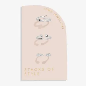 Stacks Of Style Zirconia Silver Plated Set Of 3 Rings 7221