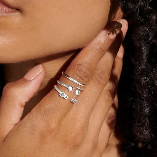 Stacks Of Style Zirconia Silver Plated Set Of 3 Rings 7221