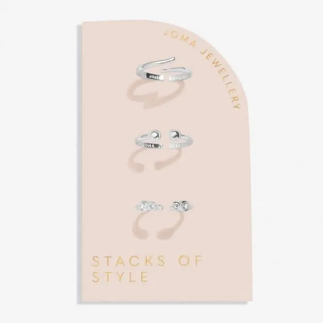 Stacks Of Style Zirconia Silver Plated Set Of 3 Rings 7221