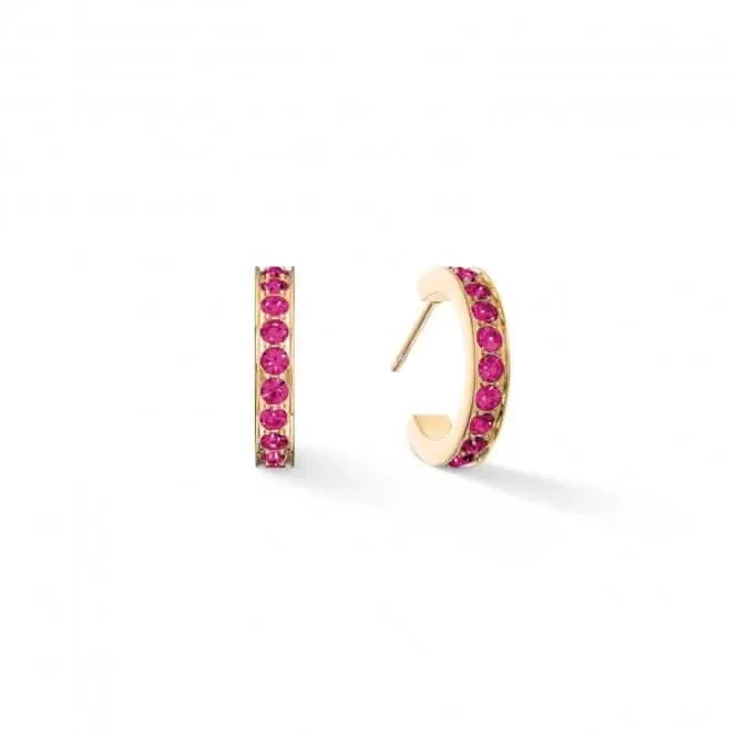 Stainless Steel Crystal Glass Pink Gold Earrings 0127/21-0416