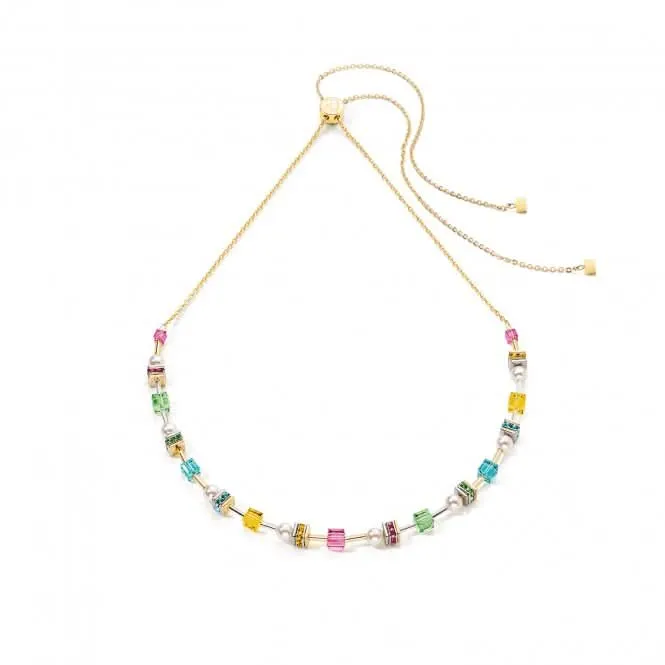 Stainless Steel Crystal Multicolour Spring Necklace  4085/10-1527