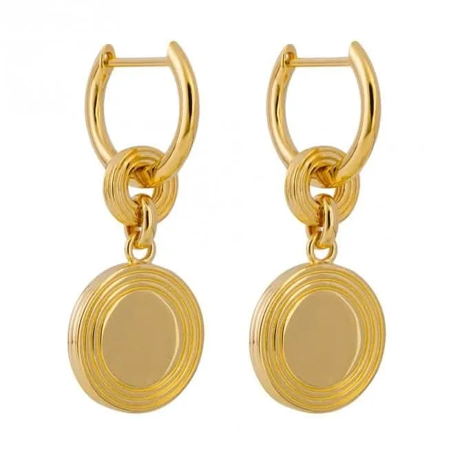 Statement Gold Plated Disc Assembled Hoop Earrings E6256