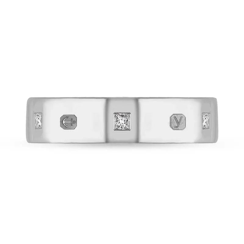 Sterling Silver 0.24ct Diamond King's Coronation Hallmark Princess Cut 5mm Ring D